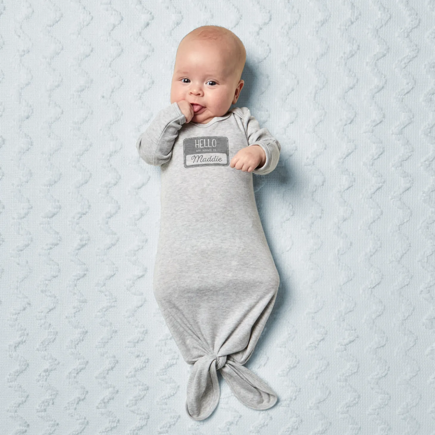 Hello Name Tag Baby Knotted Gown