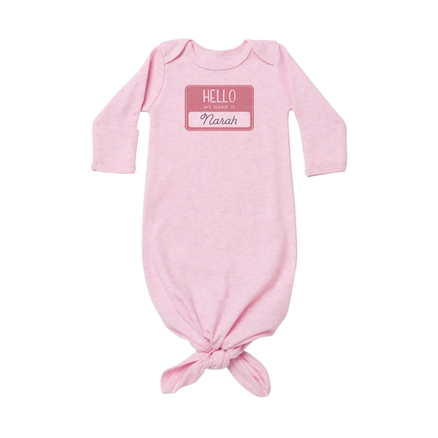 Hello Name Tag Baby Knotted Gown