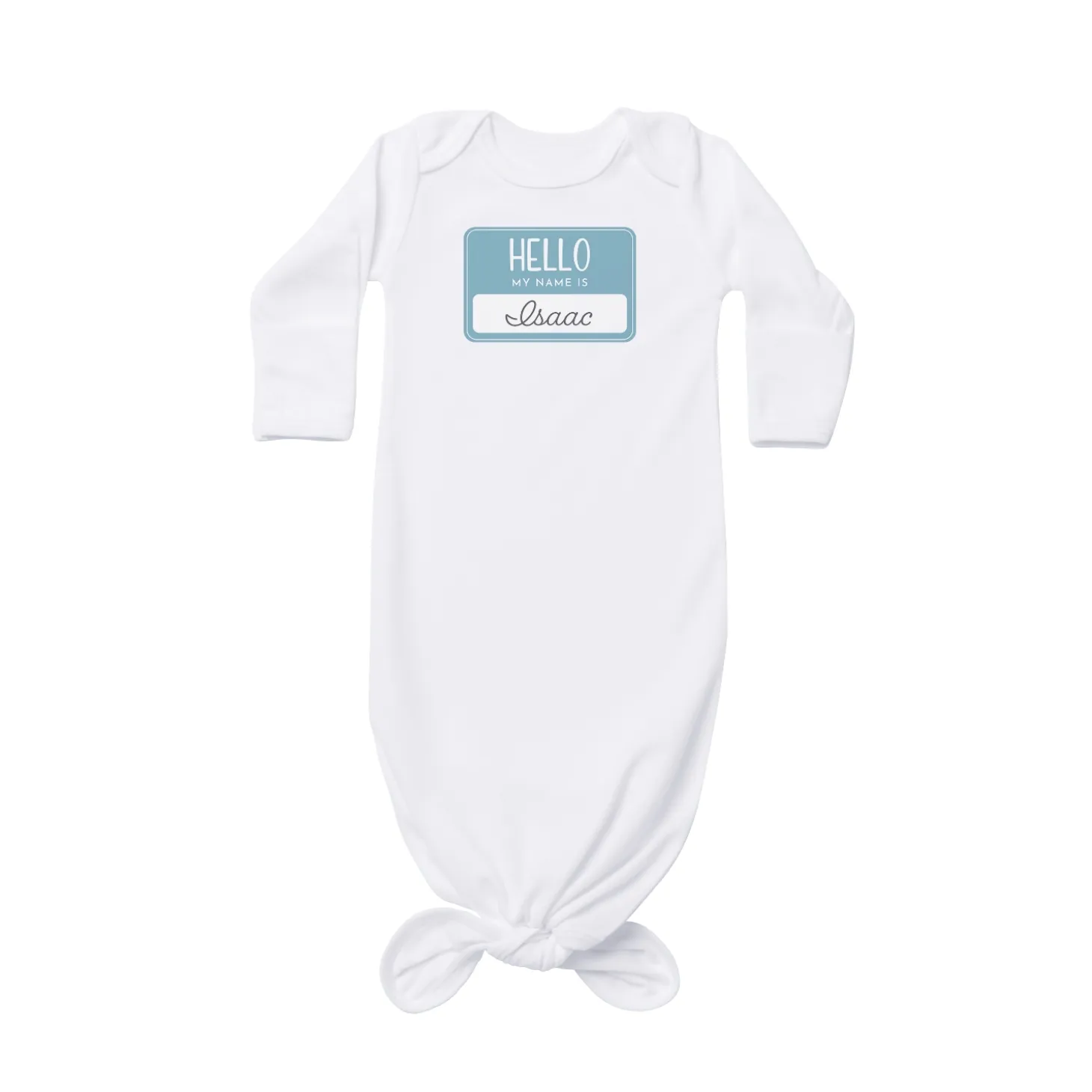 Hello Name Tag Baby Knotted Gown