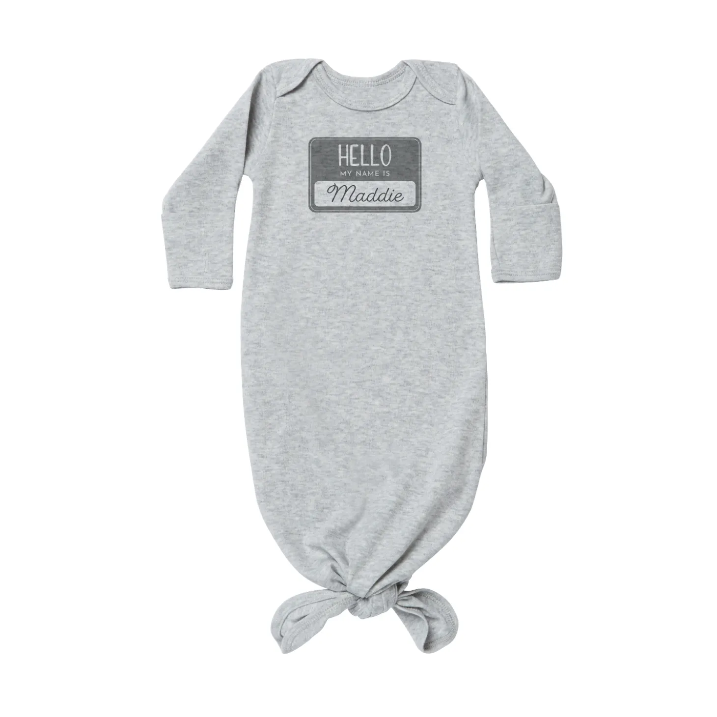 Hello Name Tag Baby Knotted Gown