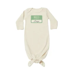 Hello Name Tag Baby Knotted Gown