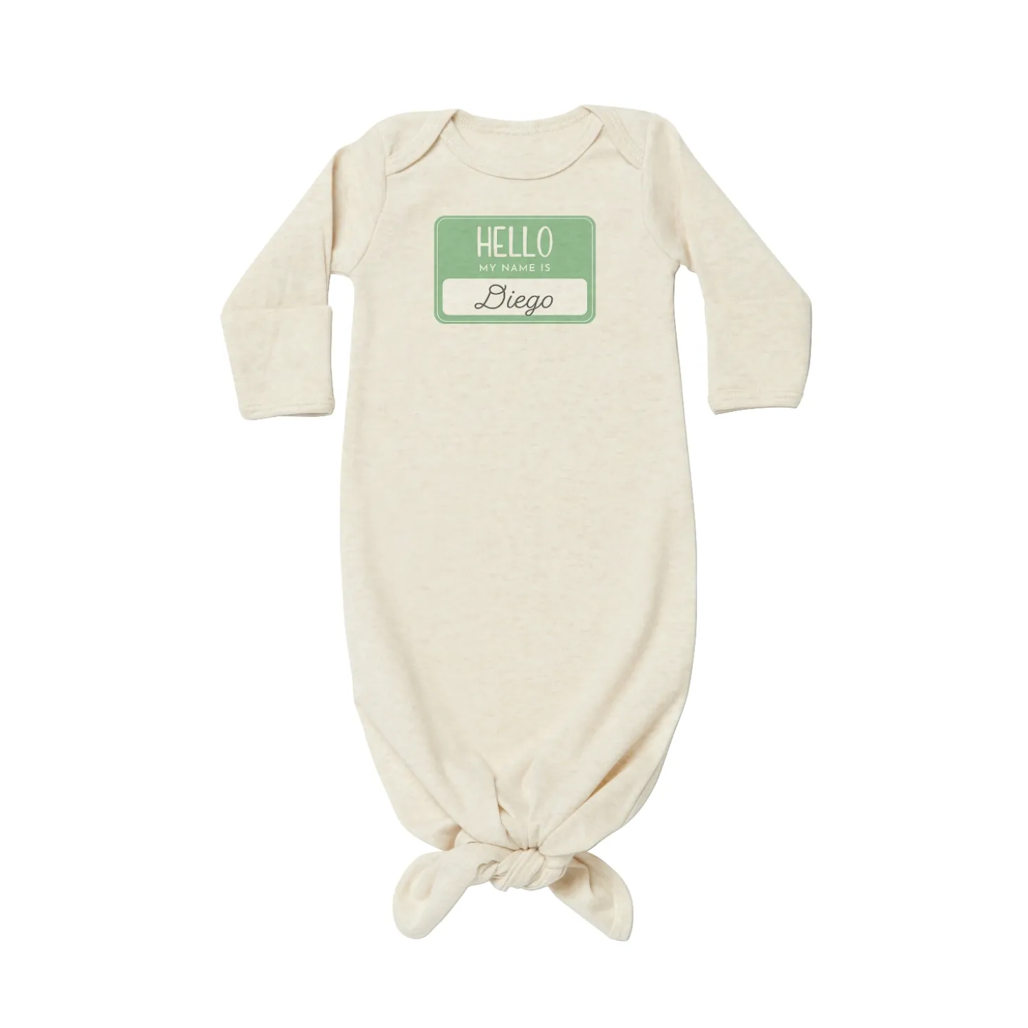 Hello Name Tag Baby Knotted Gown