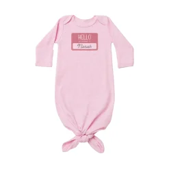 Hello Name Tag Baby Knotted Gown