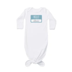 Hello Name Tag Baby Knotted Gown
