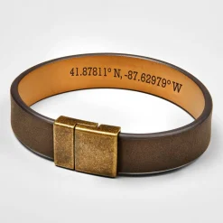 Hidden Coordinates Leather Bracelet