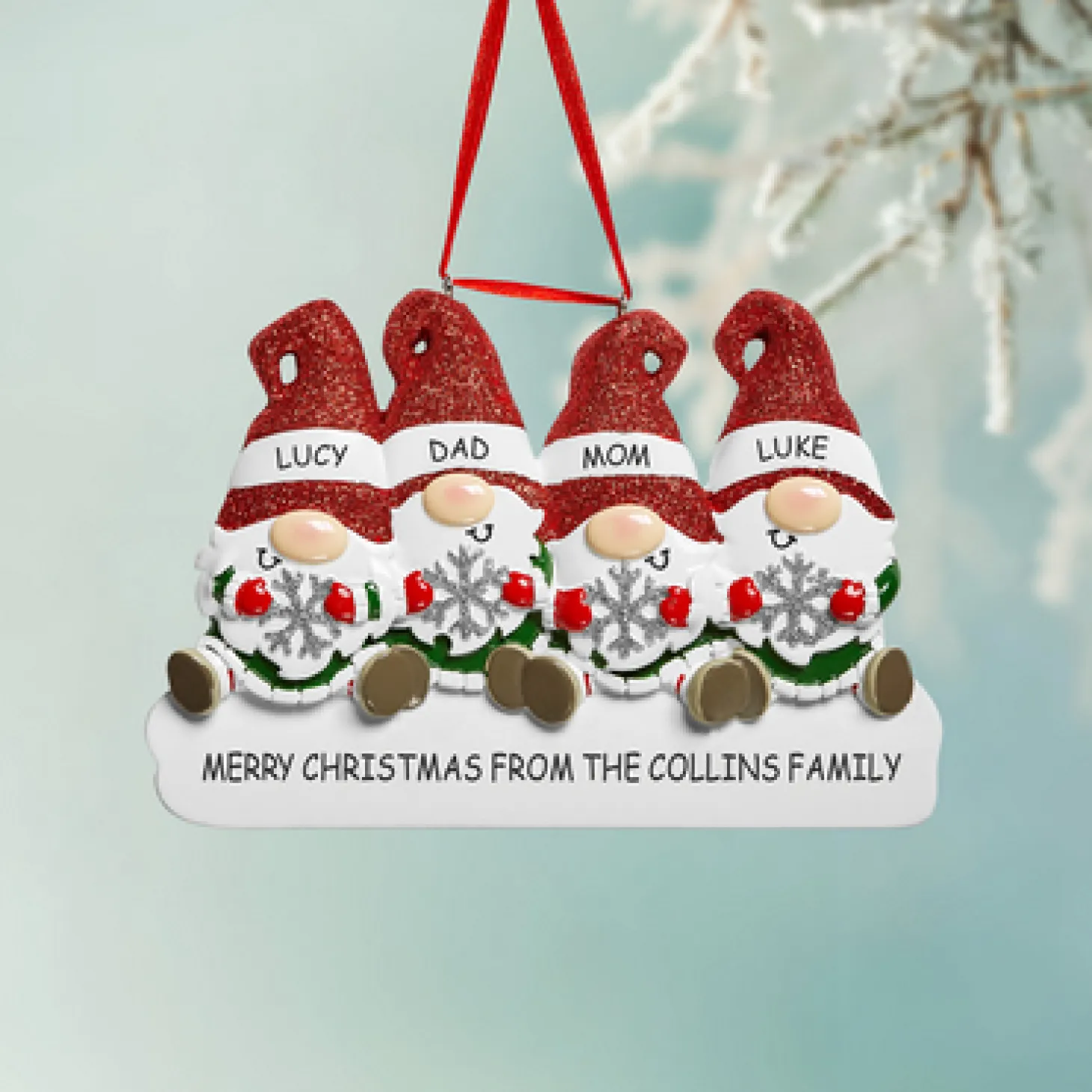 Ho Ho Gnome Family Ornament