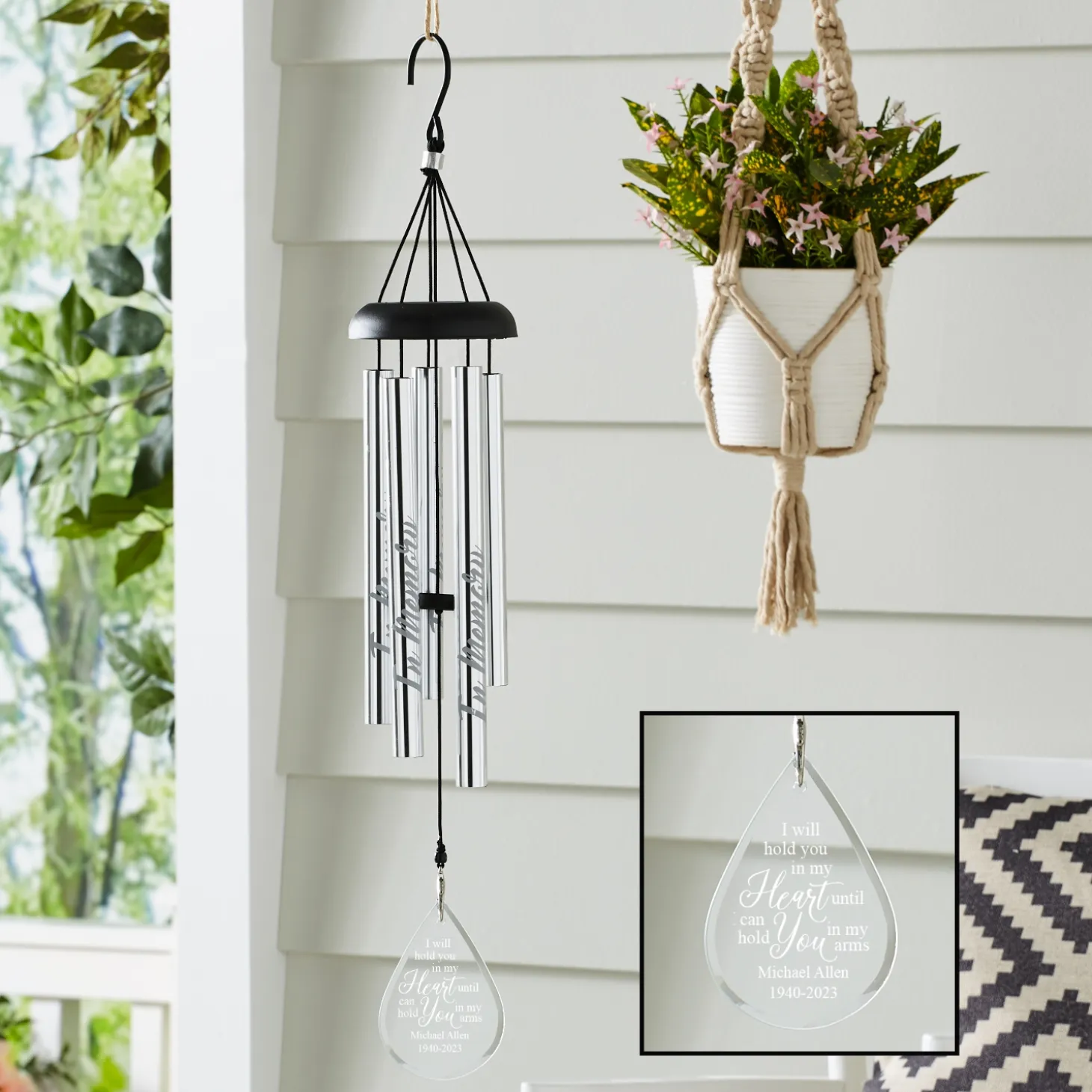 Hold You In My Heart Glass 24 inch Wind Chime