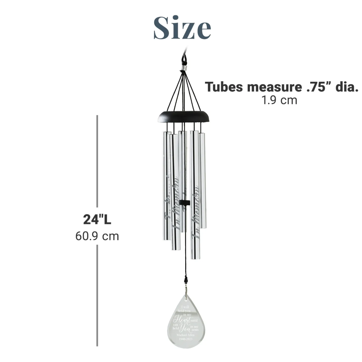 Hold You In My Heart Glass 24 inch Wind Chime