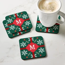 Holiday Snowflake Initial Coasters
