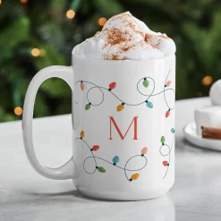 Holiday String Lights Initial Mug