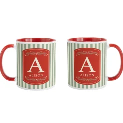 Holiday Stripe Initial Mug