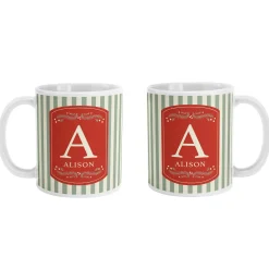 Holiday Stripe Initial Mug
