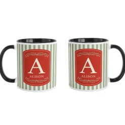 Holiday Stripe Initial Mug