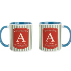 Holiday Stripe Initial Mug