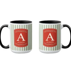 Holiday Stripe Initial Mug