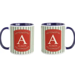 Holiday Stripe Initial Mug
