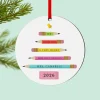 Holiday Wishes Teacher Round Ornament