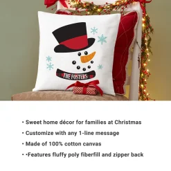 Holly Jolly Snowman Throw Pillow