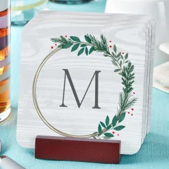 Holly Wreath Initial Coasters