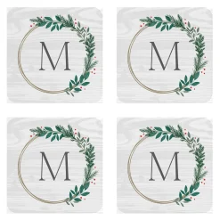 Holly Wreath Initial Coasters