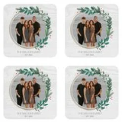 Holly Wreath Photo Coasters