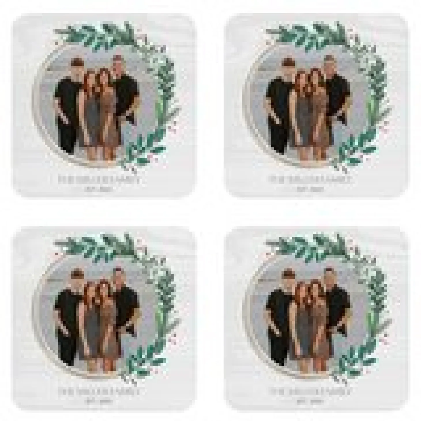 Holly Wreath Photo Coasters