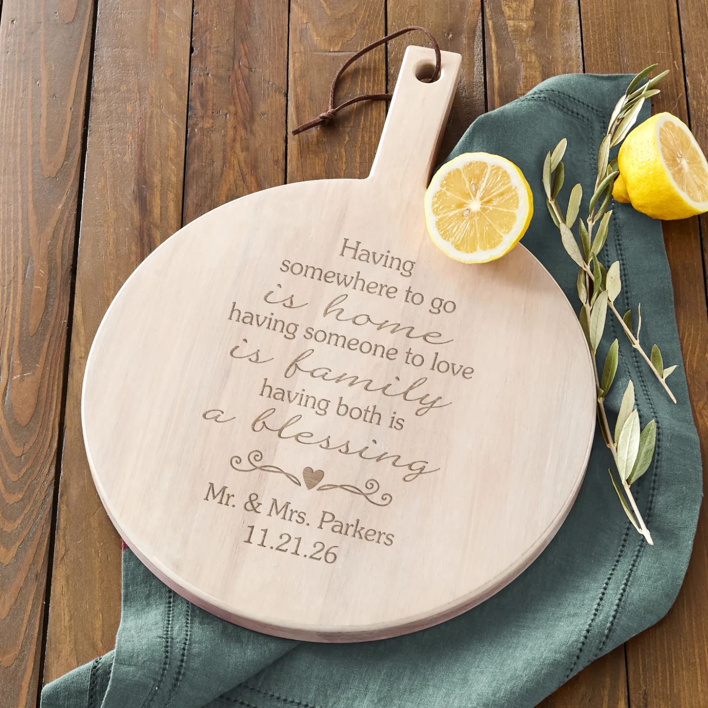 Home is a Blessing Round Wood Server