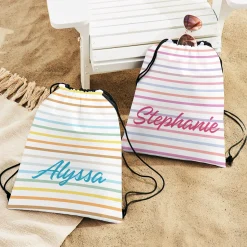 Horizontal Stripes Drawstring Bag