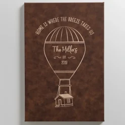 Hot Air Balloon Leather Wall Art