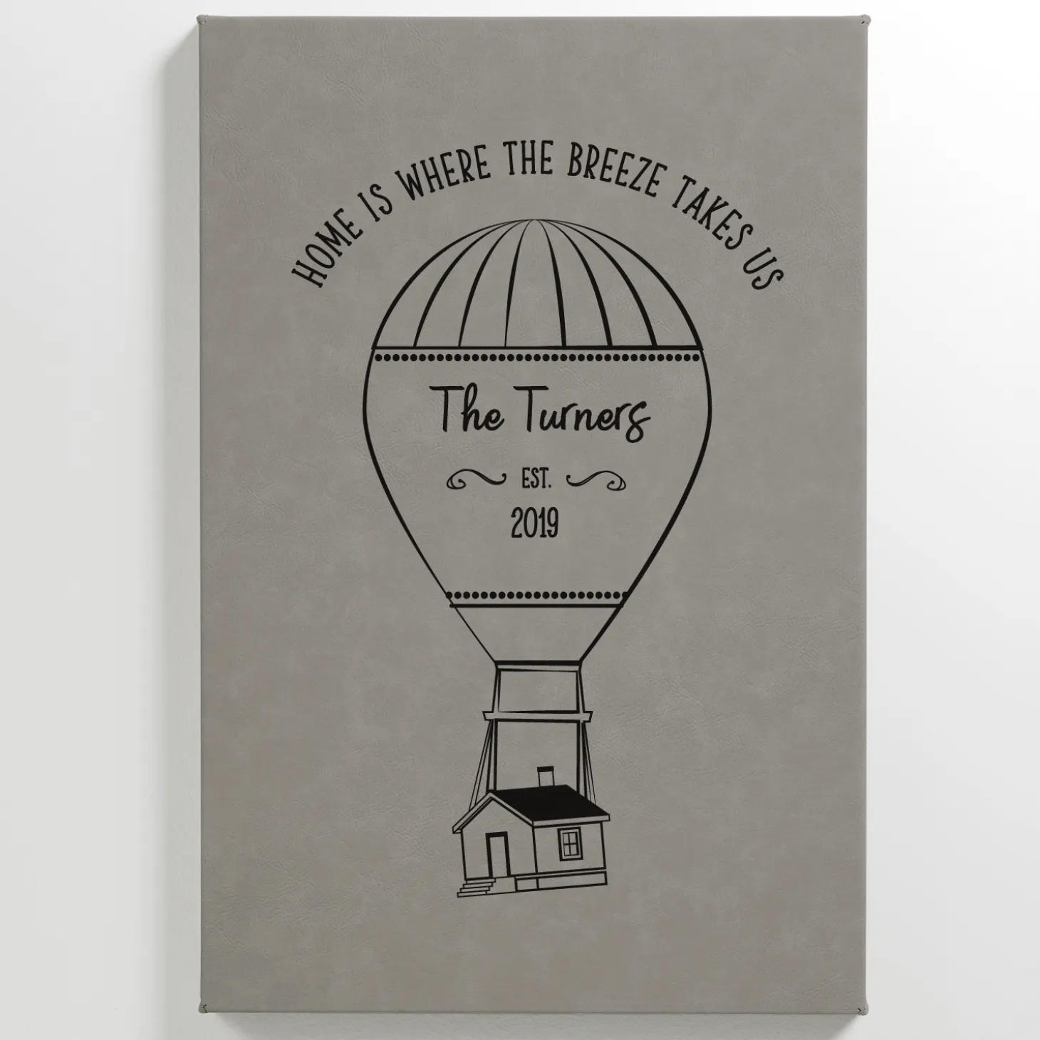 Hot Air Balloon Leather Wall Art