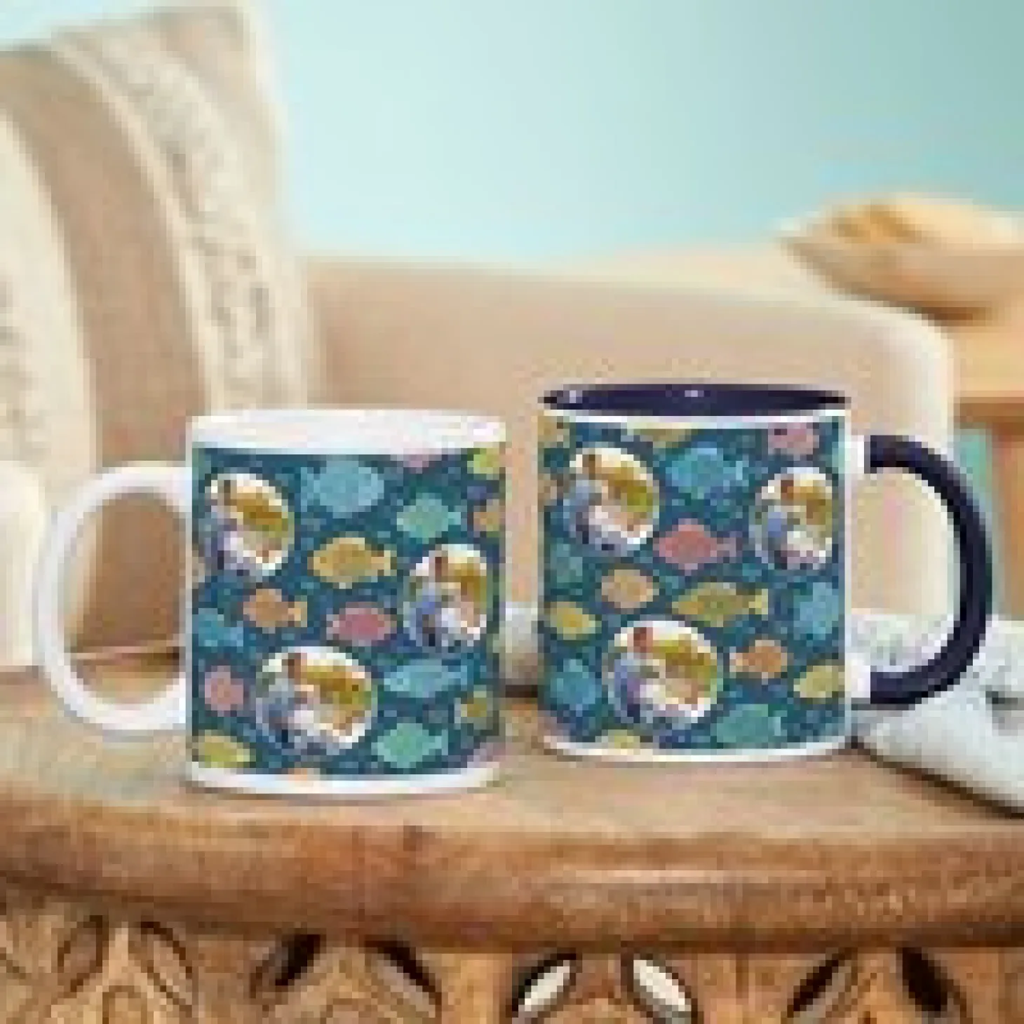 Hug & Fishes Photo Mug