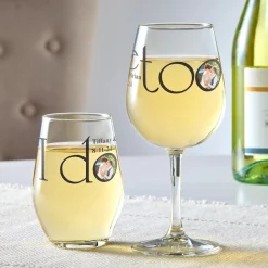 I Do, Me Too Photo Wine Glasses