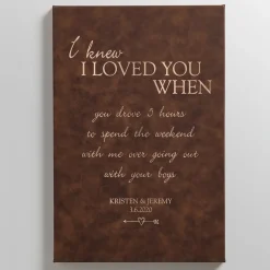 I Knew I Loved You When Leather Wall Art