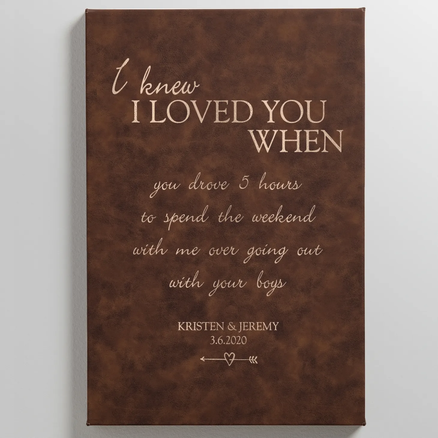 I Knew I Loved You When Leather Wall Art