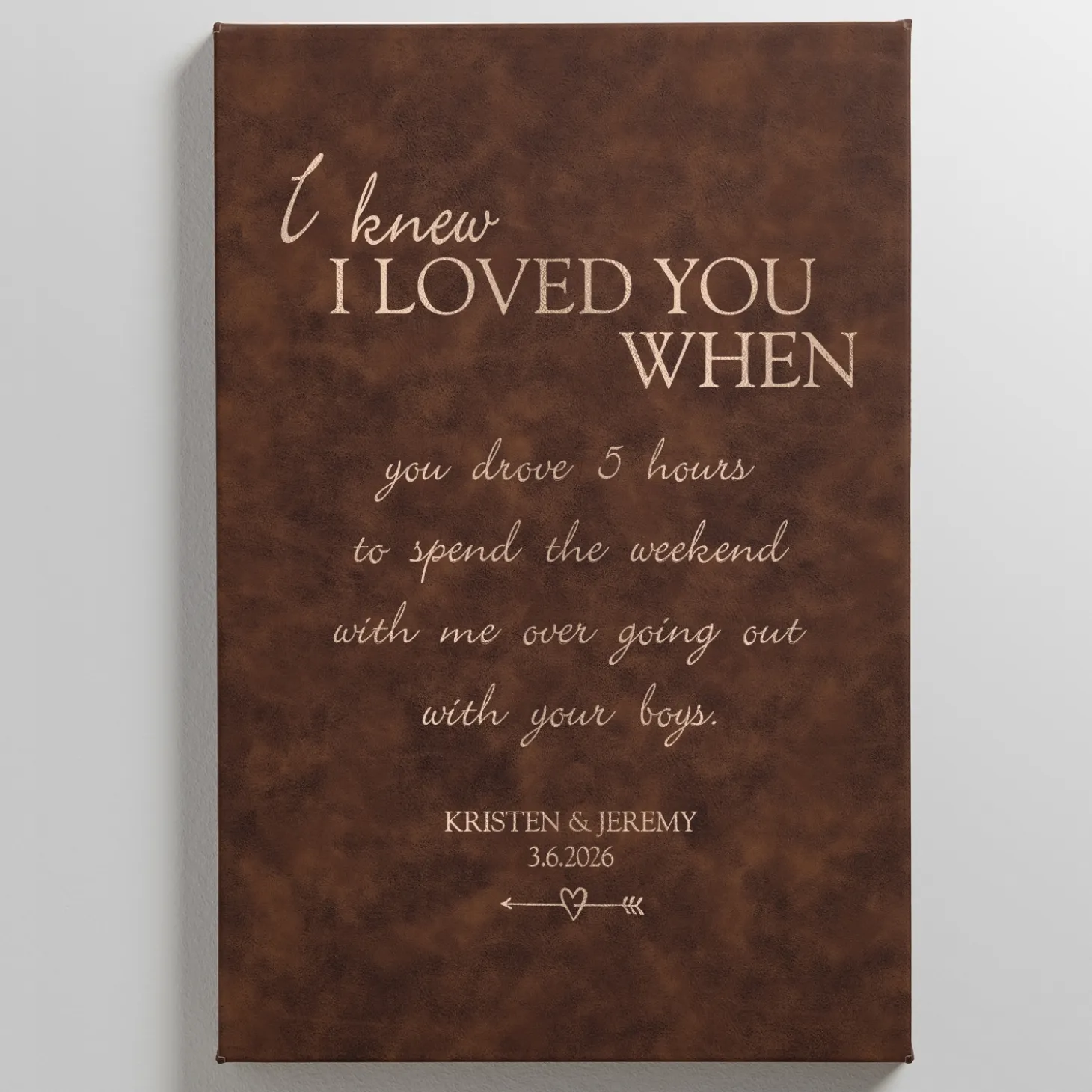 I Knew I Loved You When Leather Wall Art