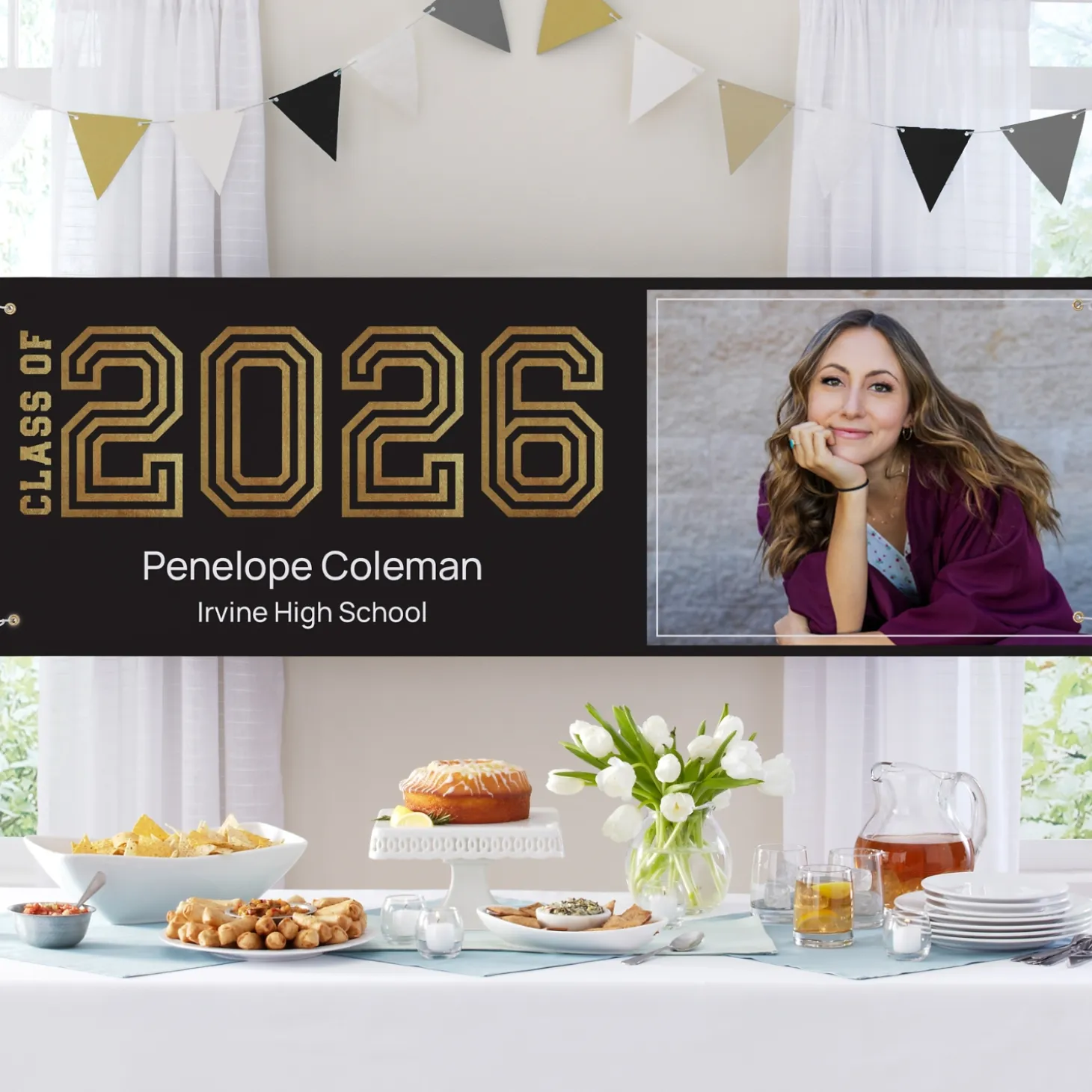 Illuminated Year Graduation Photo Banner