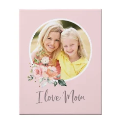 I Love Mom Floral Photo Canvas