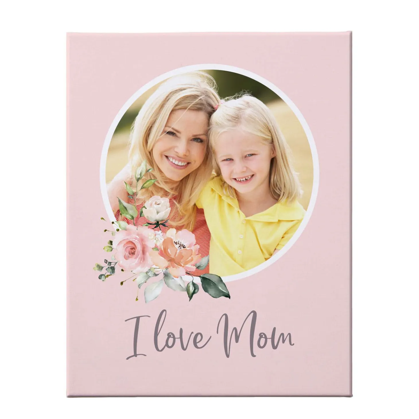 I Love Mom Floral Photo Canvas