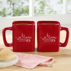 I Love Us Red Square Mug Set