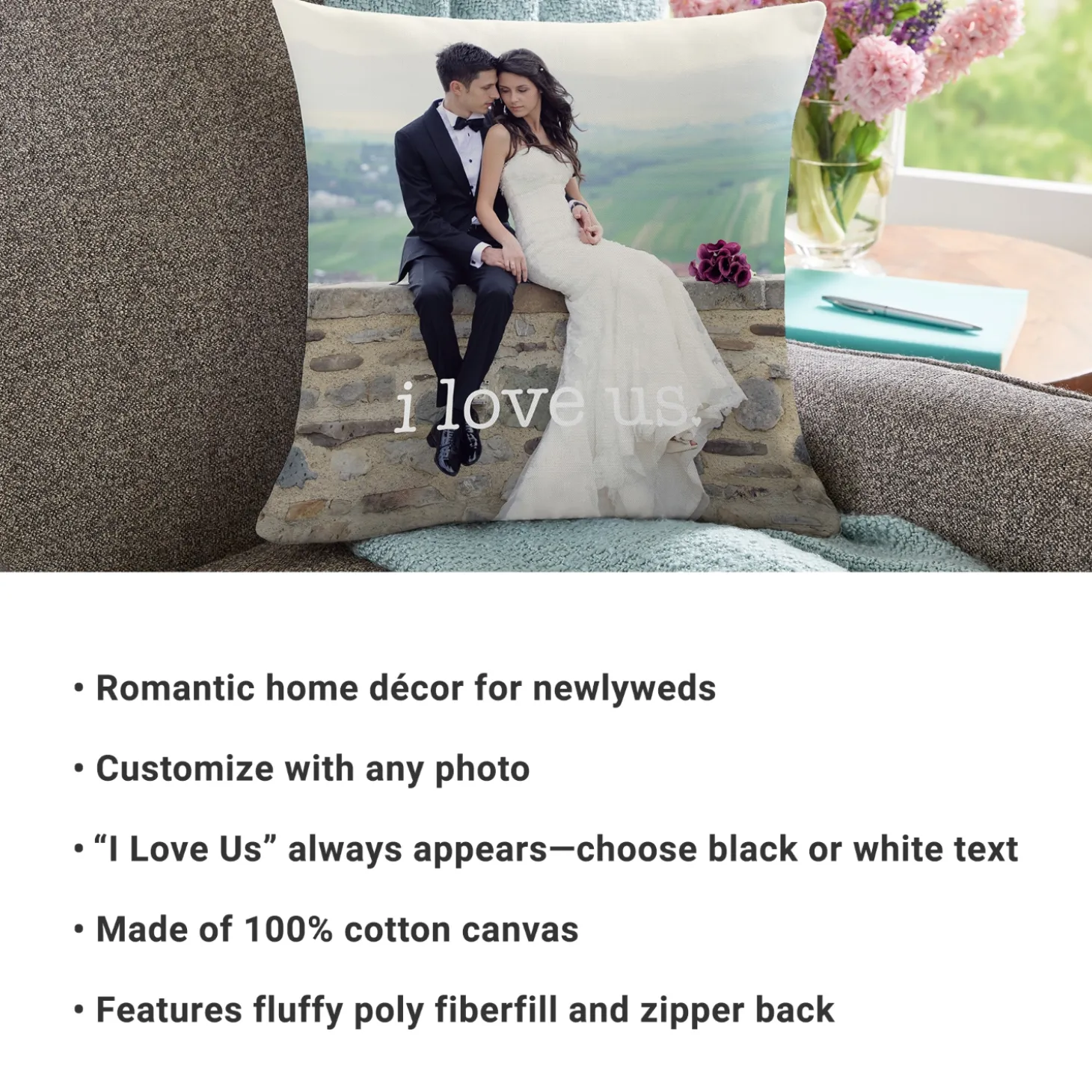 I Love Us Wedding Photo Pillow