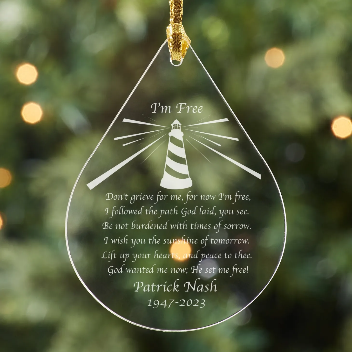 I'm Free Teardrop Ornament