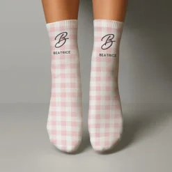 Initial and Name Gingham Socks