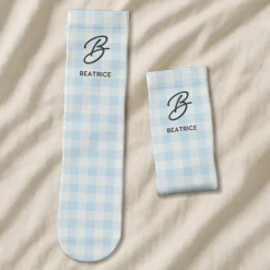 Initial and Name Gingham Socks