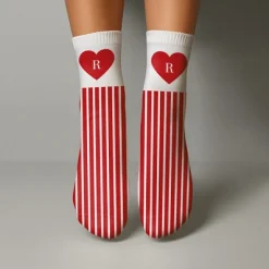 Initial Heart Stripes Socks