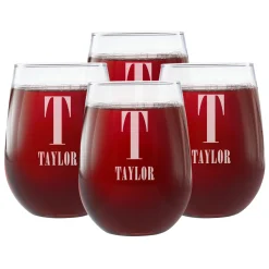 Initially Yours Stemless Wine Glasses (set of 4)