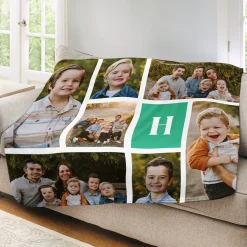 Initial Photo Collage Plush Blanket