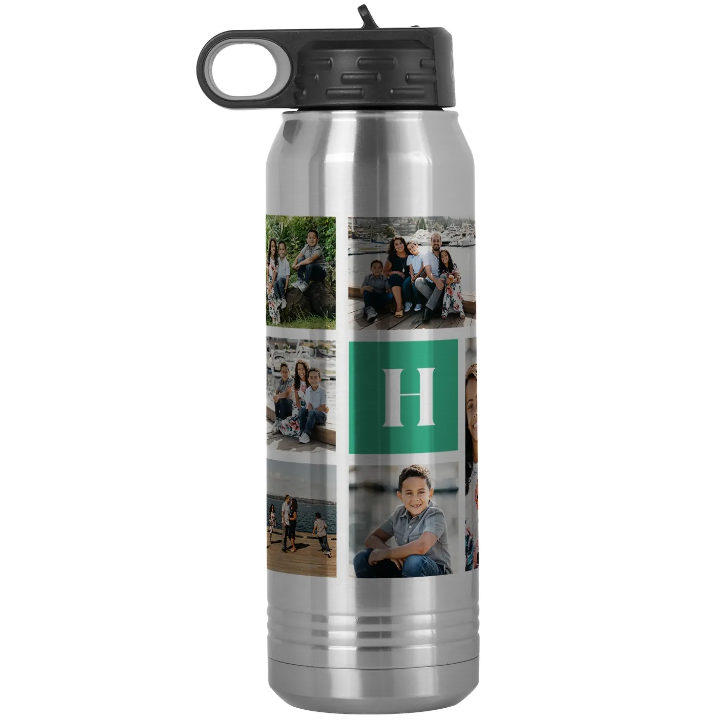 Initial Photo Collage Water Bottle