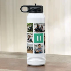 Initial Photo Collage Water Bottle