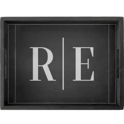 Initials Leatherette Bar Tray
