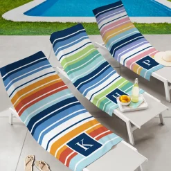 Initial Stripes Beach Towel